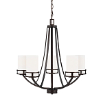 Люстра в цвете темная бронза с 5-ю белыми цилиндрическими плафонами Generation Lighting варинант исполнения - 1 | Loft Concept в Волгограде