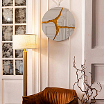 Зеркало кругле с декоративной золотой вставкой Golden Tree варинант исполнения - 3 | Loft Concept в Волгограде