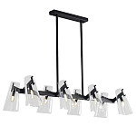 Люстра светодиодная с 8-ю прозрачными плафонами из акрила и стали Glass Cylinder Black варинант исполнения - 1 | Loft Concept в Волгограде