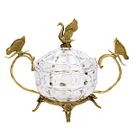 Конфетница из прозрачного рельефного стекла с ручками в виде стрекоз и фигуркой лебедя Eden Garden варинант исполнения - 1 | Loft Concept в Волгограде