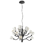 Люстра подвесная черного цвета с ветвями и белыми фарфоровыми цветами Floralis варинант исполнения - 2 | Loft Concept в Волгограде