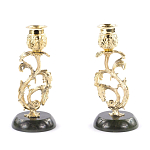 Подсвечники бронзовые на подставке из натурального камня нефрит Stone Candlestick варинант исполнения - 3 | Loft Concept в Волгограде