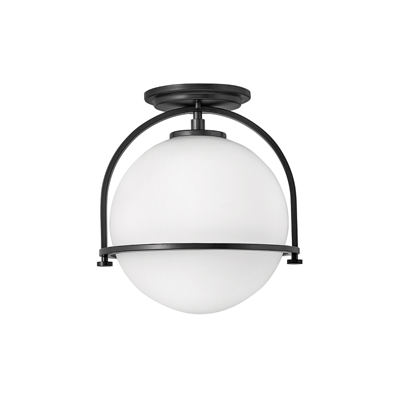 Потолочный светильник с плафоном в форме белого матового шара Hinkley Латунь Белый Никель Черный в Волгограде | Loft Concept 