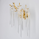 Бра золотого цвета с разветвленными ветвями и длинными прозрачными подвесками в форме стеклянных сосулек Droplet Chandelier варинант исполнения - 3 | Loft Concept в Волгограде