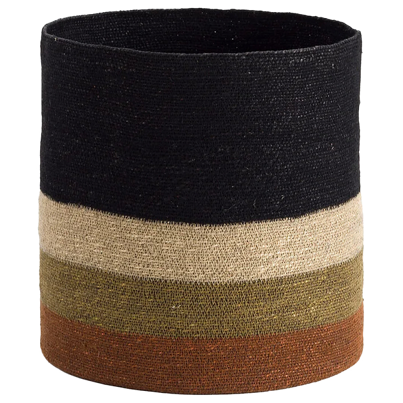 Плетеная корзина в полоску Iweala Wicker Basket Черный Бежевый Серо-зеленый Коричневый в Волгограде | Loft Concept 