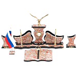 Настольный письменный набор из креноида с часами и декором в виде орла Marble Accessory варинант исполнения - 1 | Loft Concept в Волгограде