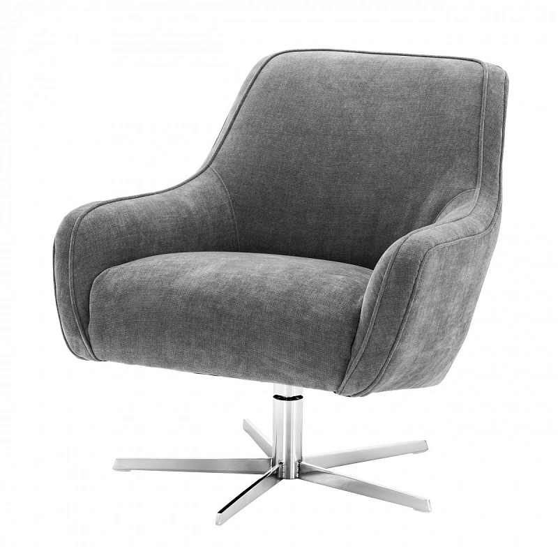 Кресло Eichholtz Swivel Chair Serena Grey Никель Серый Кресло Eichholtz Swivel Chair Serena Grey Никель Серый в Волгограде | Loft Concept