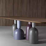 Обеденный стол деревянный с разноцветными фигурными ножками Cop варинант исполнения - 3 | Loft Concept в Волгограде