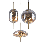 Подвесной светильник с гирляндой внутри 3-х стеклянных плафонов Garland Glass Trio Hanging Lamp варинант исполнения - 2 | Loft Concept в Волгограде