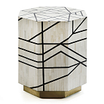 Приставной столик с инкрустацией Black and White Geometry bone bedside table варинант исполнения - 2 | Loft Concept в Волгограде