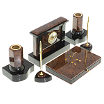 Настольный письменный набор с часами из природного камня обсидиана Royal Stone варинант исполнения - 2 | Loft Concept в Волгограде