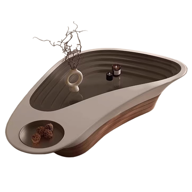 Журнальный столик фигурный со стеклянной столешницей Table Drop Коричневый Кремовый Журнальный столик фигурный со стеклянной столешницей Table Drop Коричневый Кремовый в Волгограде | Loft Concept