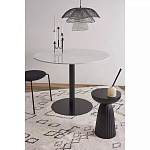 Круглый обеденный стол с белой мраморной столешницей White Tabletop on Black Base варинант исполнения - 3 | Loft Concept в Волгограде