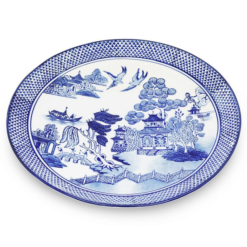 Тарелка Plate Chino Landscape Белый Синий Тарелка Plate Chino Landscape Белый Синий в Волгограде | Loft Concept