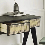 Дизайнерский письменный стол матово-чёрного цвета с 2-мя плетеными ящиками Glade Desk варинант исполнения - 1 | Loft Concept в Волгограде