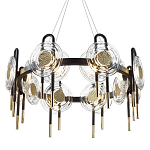 Люстра подвесная круглая черного цвета с круглыми прозрачными плафонами Virelia  варинант исполнения - 1 | Loft Concept в Волгограде