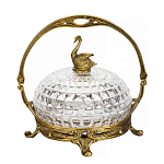 Конфетница из прозрачного рельефного стекла с ручкой и фигуркой лебедя Eden Garden варинант исполнения - 1 | Loft Concept в Волгограде