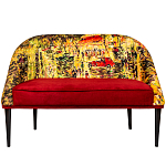 Диван двухместный из натурального бука красный с цветным принтом Impressionism in Art варинант исполнения - 1 | Loft Concept в Волгограде