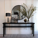 Настольная лампа с чёрным тканевым абажуром и металлическим корпусом золотого цвета Golden Arc варинант исполнения - 4 | Loft Concept в Волгограде