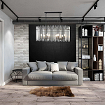 Люстра подвесная овальная со стеклянными прозрачными трубками и металлическим каркасом черного цвета Nembus варинант исполнения - 6 | Loft Concept в Волгограде