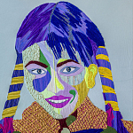 Картина с вышивкой Портрет wall panel People with the yellow ear 3 варинант исполнения - 2 | Loft Concept в Волгограде