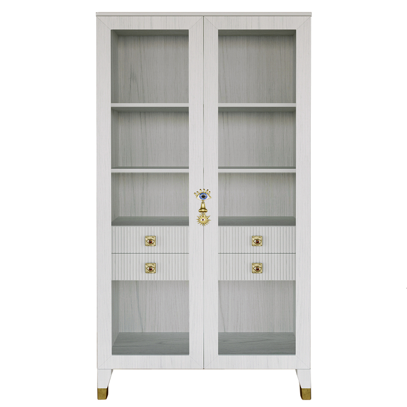 Дизайнерский шкаф витрина Elsa Dreams White с 4-мя ящиками Белый Золотой в Волгограде | Loft Concept 