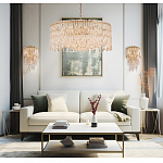 Люстра круглая с хрустальными подвесками на золотистом каркасе Roul Crystal Light варинант исполнения - 11 | Loft Concept в Волгограде