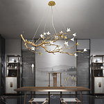 Люстра в виде золотой ветки с цветами Glass Flower Pendant Light варинант исполнения - 5 | Loft Concept в Волгограде