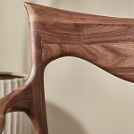 Стул деревянный с мягким сиденьем из коричневой натуральной кожи Moon Walnut Furniture варинант исполнения - 8 | Loft Concept в Волгограде