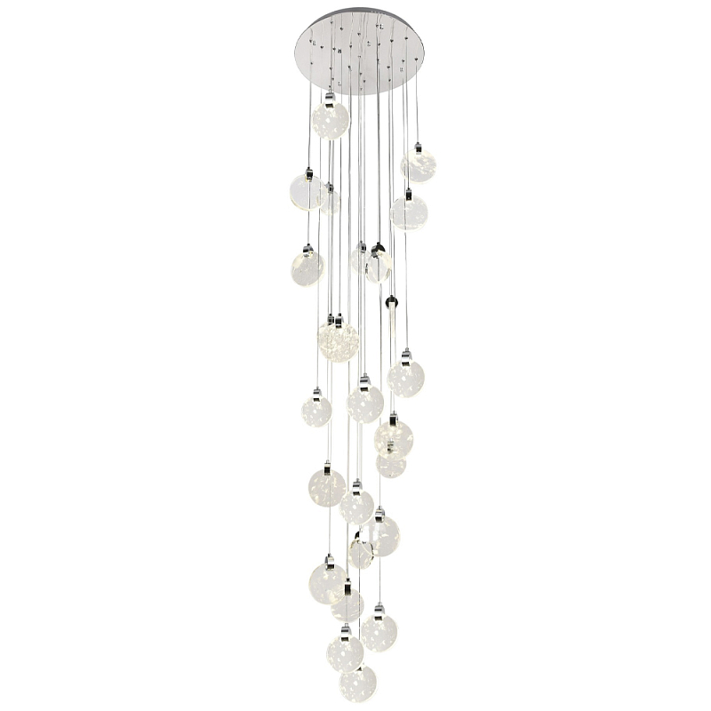 Каскадная люстра с плафонами в виде круглых пластин из хрусталя Esme Round Plates Chrome Chandelier 25 Хром Прозрачный в Волгограде | Loft Concept 