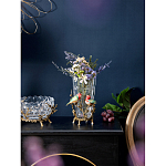 Ваза стеклянная прозрачная с бронзовым основанием в виде ветвей и фарфоровыми птичками Eden Garden варинант исполнения - 4 | Loft Concept в Волгограде