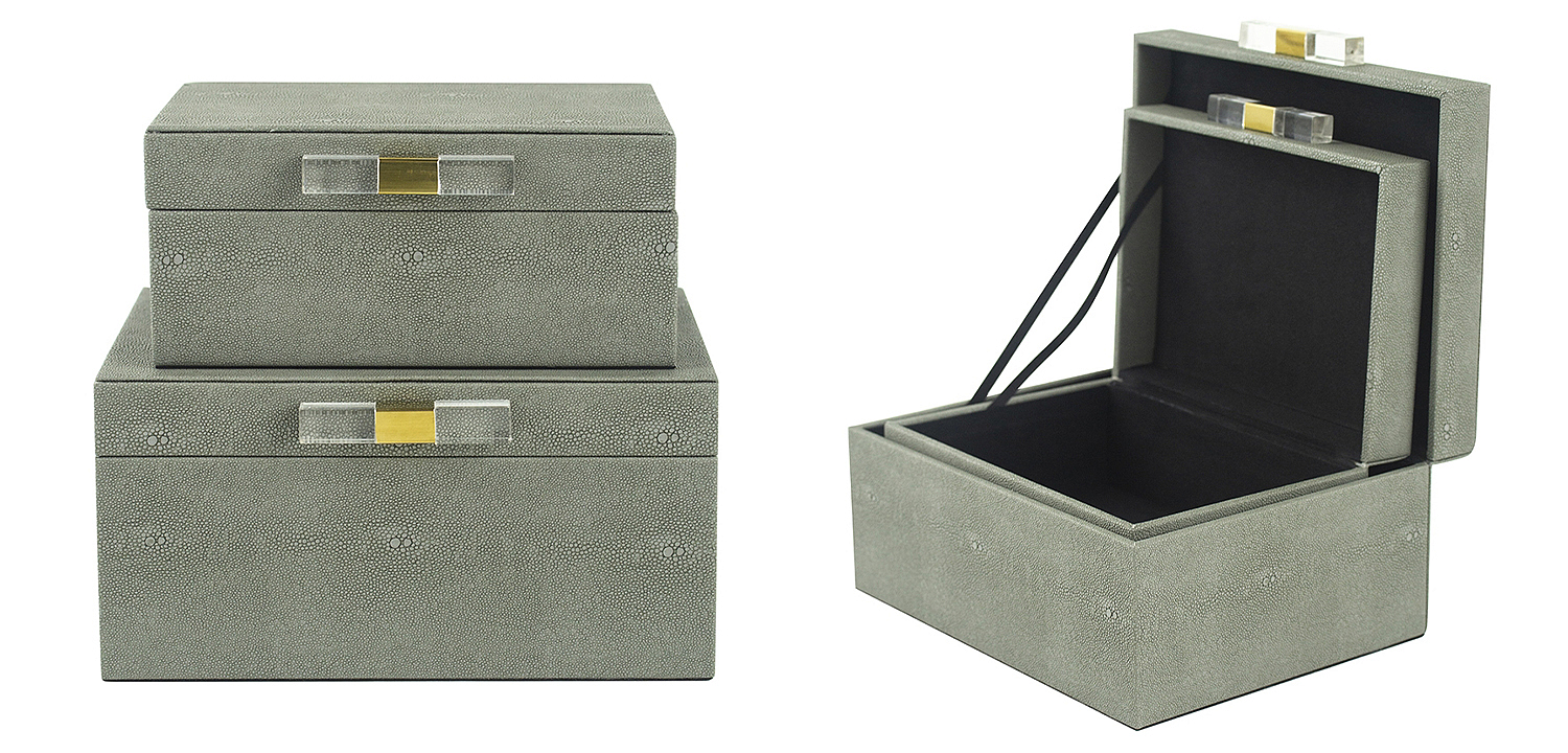 Комплект шкатулок Stingray Skin Gray Boxes Комплект шкатулок Stingray Skin Gray Boxes - Loft-Concept в Волгограде