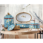 Ваза голубая с крышкой и цветочным узором Genuine Chinese Classics варинант исполнения - 3 | Loft Concept в Волгограде