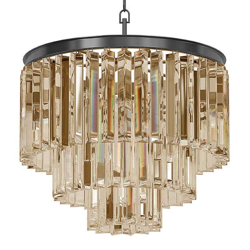 Люстра Odeon Smoke Glass Fringe Chandelier - 3 rings Черный в Волгограде | Loft Concept 