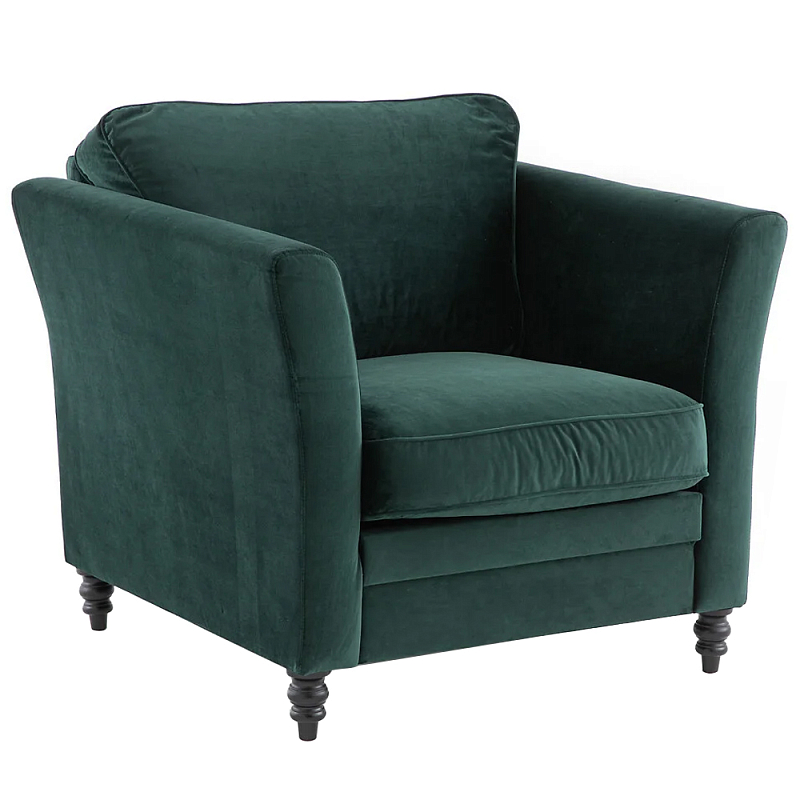 Кресло с обивкой из хлопкового велюра Porter Green Armchair Зеленый Черный Кресло с обивкой из хлопкового велюра Porter Green Armchair Зеленый Черный в Волгограде | Loft Concept