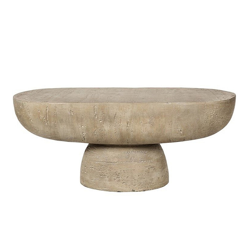 Столик кофейный кремового цвета с овальной столешницей и круглым основанием Cream Dalmen Table Кремовый в Волгограде | Loft Concept 