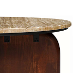 Кофейный столик с круглой столешницей на 2-х массивных деревянных ножках Tandem Travertine and Wood варинант исполнения - 3 | Loft Concept в Волгограде