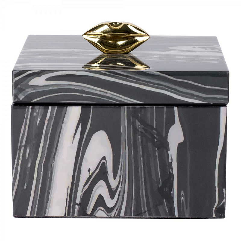 Шкатулка KISS BOX Черный Белый Глянцевое золото Шкатулка KISS BOX Черный Белый Глянцевое золото в Волгограде | Loft Concept