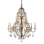 Люстра многоярусная с 12-ю лампами и стеклянными подвесками в классическом стиле Feiss варинант исполнения - 1 | Loft Concept в Волгограде