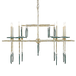 Люстра линейная с круглыми прозрачными подвесками  Horizontal Rectangular Chandelier варинант исполнения - 3 | Loft Concept в Волгограде
