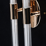 Бра с круглым основанием золотого цвета и двумя вертикальными плафонами Hex Scaffold варинант исполнения - 5 | Loft Concept в Волгограде