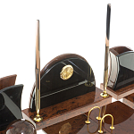 Настольный письменный набор с часами из природного камня обсидиана Oval Office варинант исполнения - 3 | Loft Concept в Волгограде