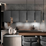 Подвесной светильник с узким цилиндрическим плафоном и золотым металлическим декором Concrete Pipe варинант исполнения - 8 | Loft Concept в Волгограде