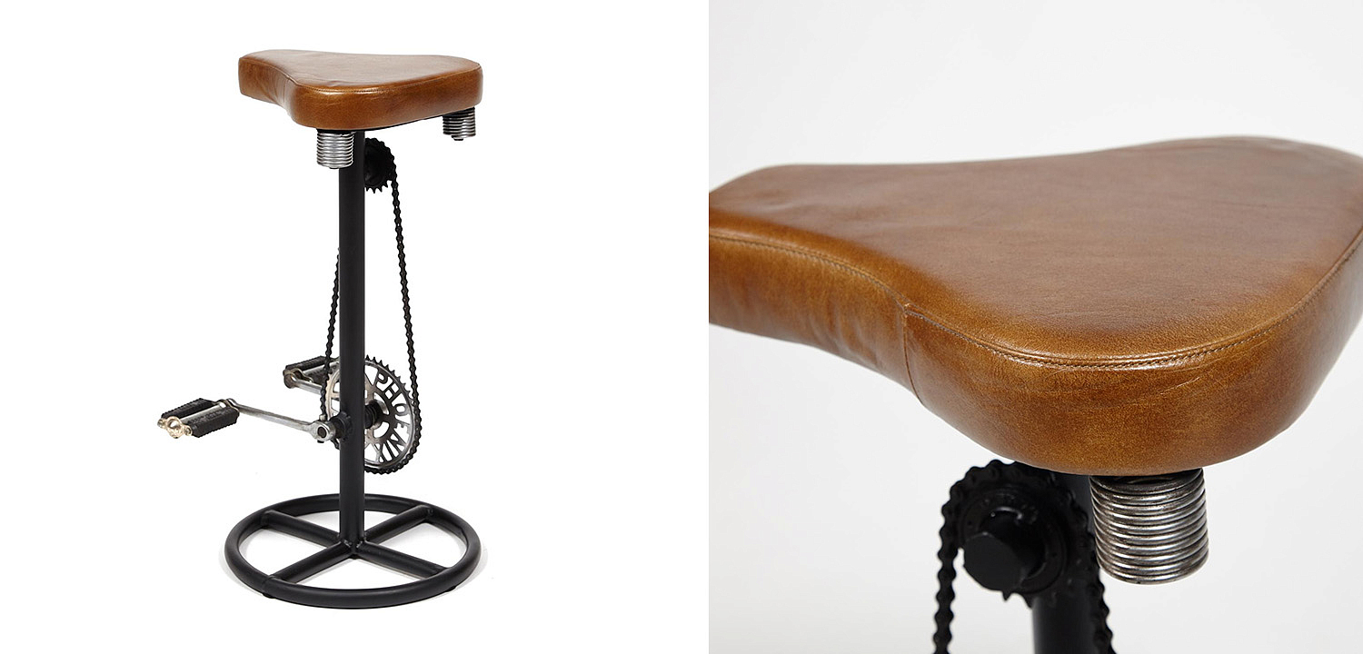 Барный стул с педалями от велосипеда Industrial leather bar stool with bicycle pedals - Loft-Concept в Волгограде