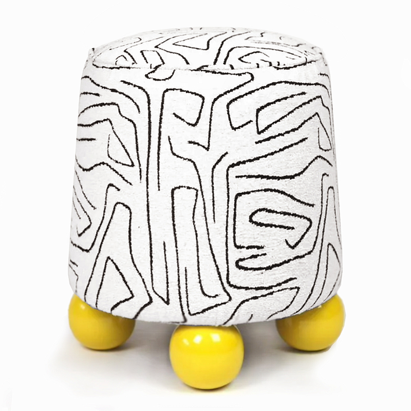 Пуф Wakonda с Желтыми круглыми ножками Белый Желтый в Волгограде | Loft Concept 