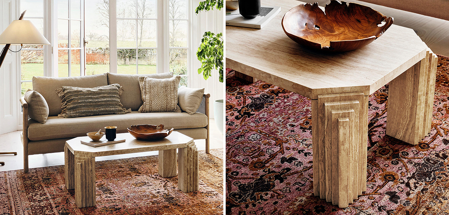 Кофейный стол Caleb Travertine Coffee Table Кофейный стол Caleb Travertine Coffee Table - Loft-Concept в Волгограде