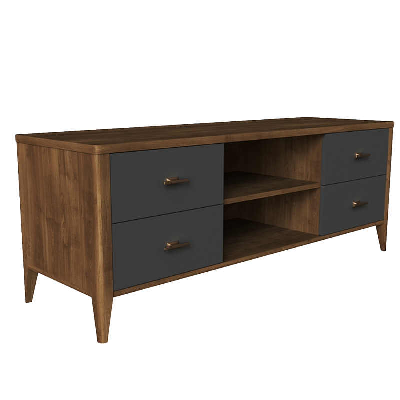 ТВ-тумба с 4 ящиками и полками Tasteful Furniture Антрацит в Волгограде | Loft Concept 