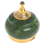Икорница с крышкой с гравировкой из натурального камня Нефрит Decorative Cavair Dishes варинант исполнения - 1 | Loft Concept в Волгограде