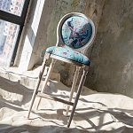 Барный стул из массива бука с изображением птиц и цветов Turquoise Beige Chinoiserie Garden Chair варинант исполнения - 7 | Loft Concept в Волгограде