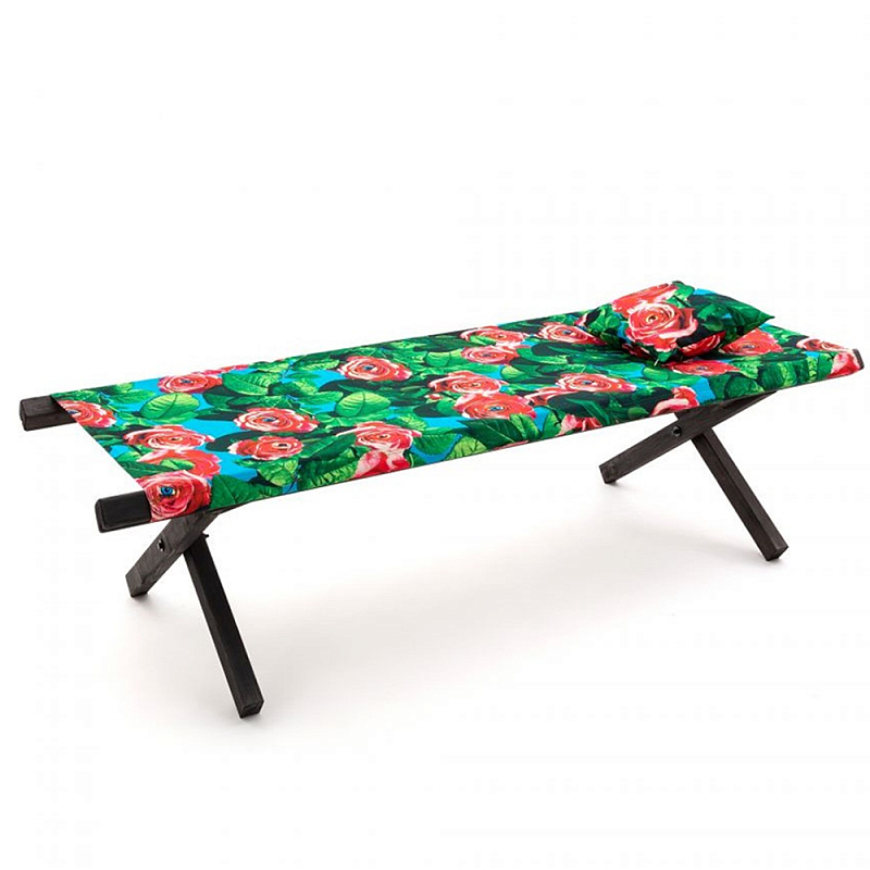 Шезлонг Seletti Poolbed Roses Черный Розовый Зеленый Шезлонг Seletti Poolbed Roses Черный Розовый Зеленый в Волгограде | Loft Concept